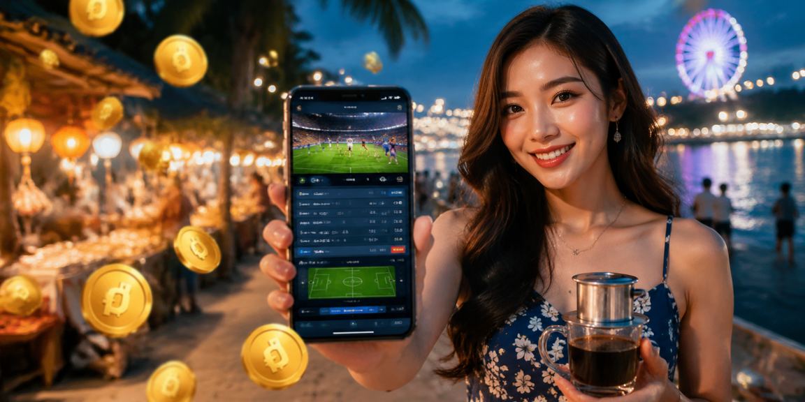 Người chơi tại Phú Quốc nạp tiền cược qua điện thoại bên tách cà phê buổi sáng